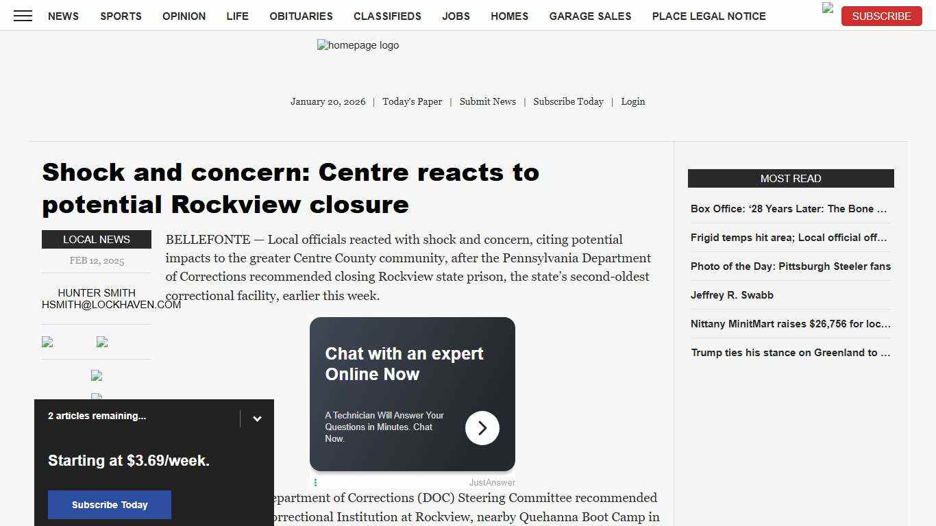 Shock and concern: Centre reacts to potential Rockview closure | News, Sports, Jobs - The Express
